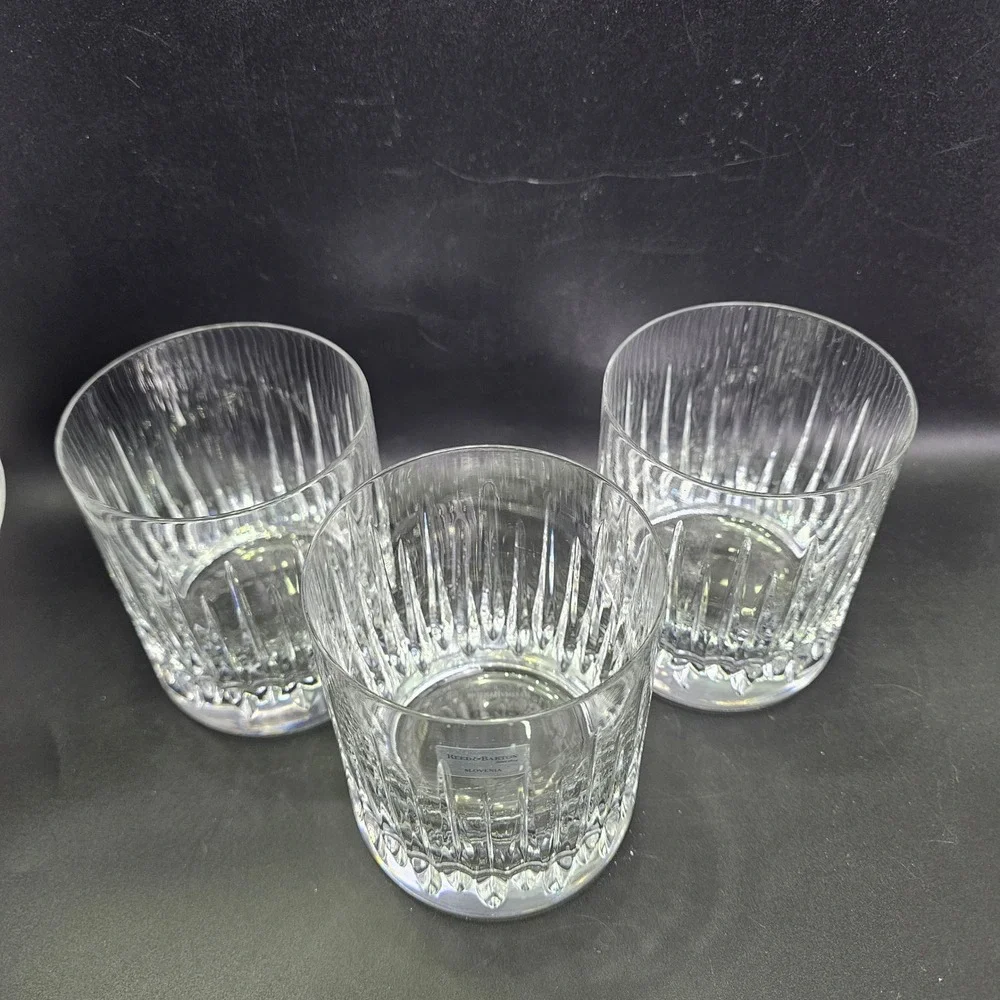 Reed & Barton Soho Crystal Double Old Fashioned Glasses Set of 3 Slovenia 4in